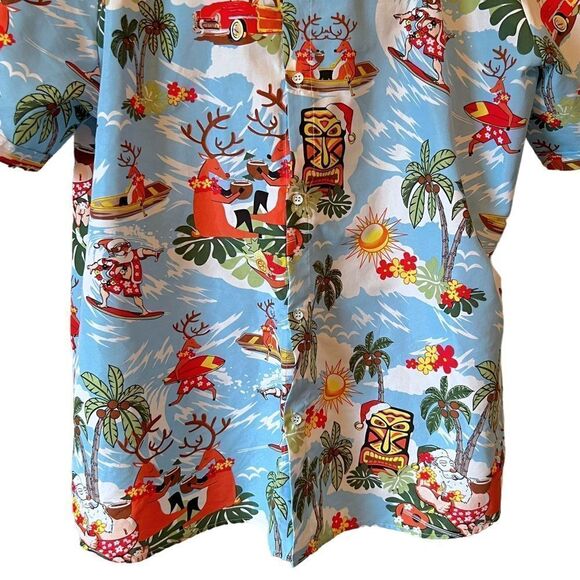 SSLR Men's Santa Claus Party Tropical Ugly Hawaiian Christmas Shirts - Picture 4 of 11